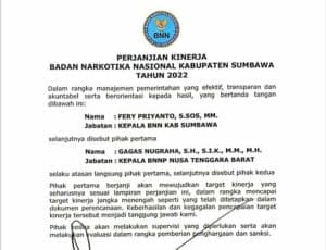 Perjanjian Kinerja BNN Kabupaten Sumbawa Tahun 2022 Perjanjian Kinerja BNN Kabupaten Sumbawa Tahun 2022