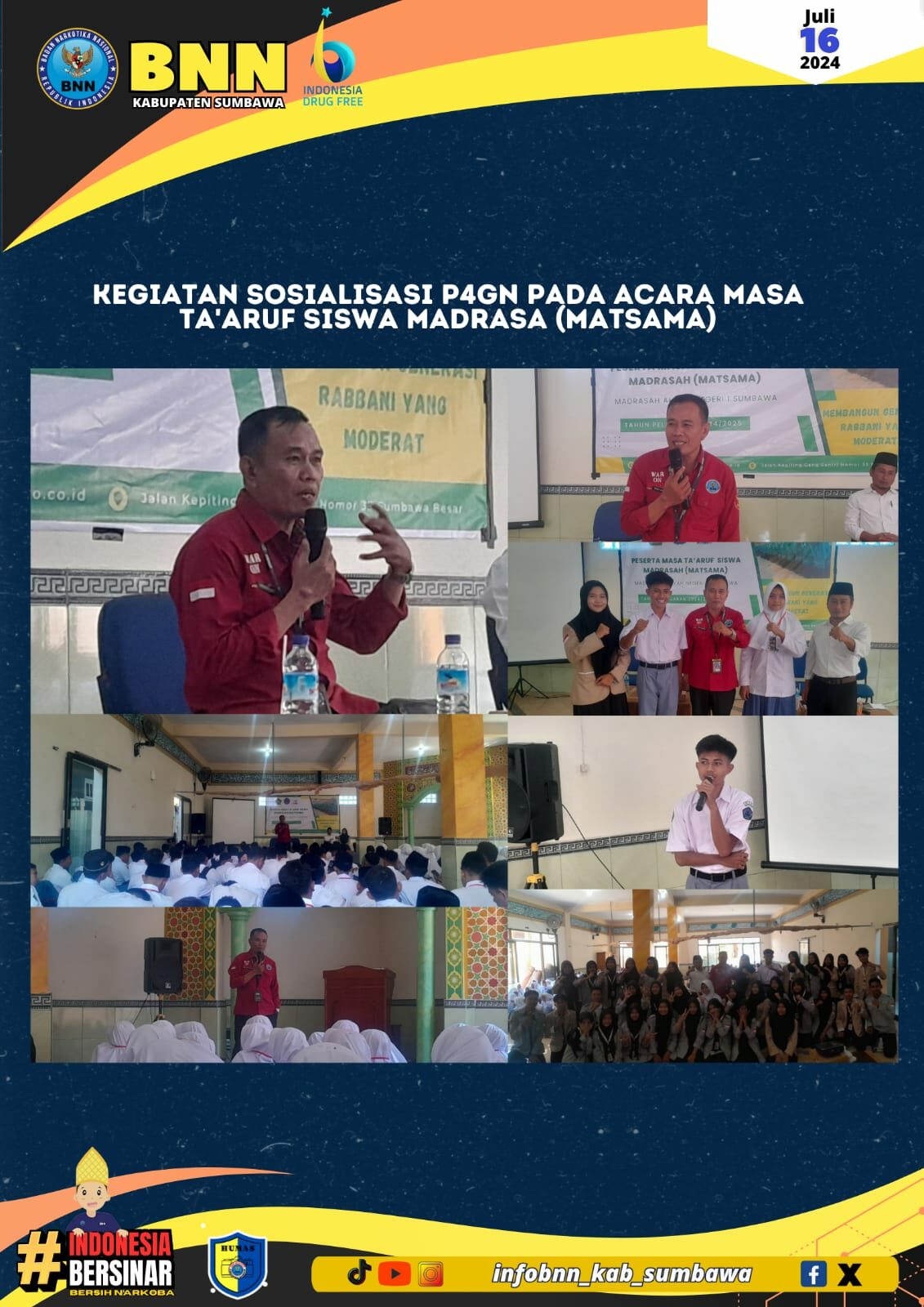 Kegiatan Sosialisasi P4GN pada acara Masa Ta'aruf Siswa Madrasah (MATSAMA) Kegiatan Sosialisasi P4GN pada acara Masa Ta’aruf Siswa Madrasah (MATSAMA)