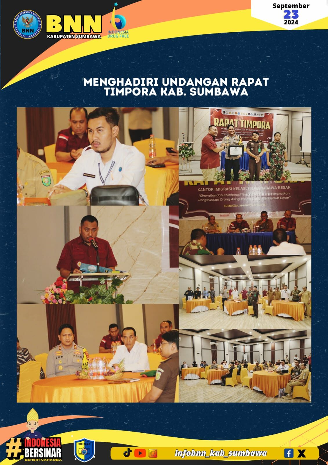 MENGHADIRI UNDANGAN RAPAT TIMPORA KAB. SUMBAWA BNN BERI EDUKASI BAHAYA NARKOBA KEPADA MABA UTS