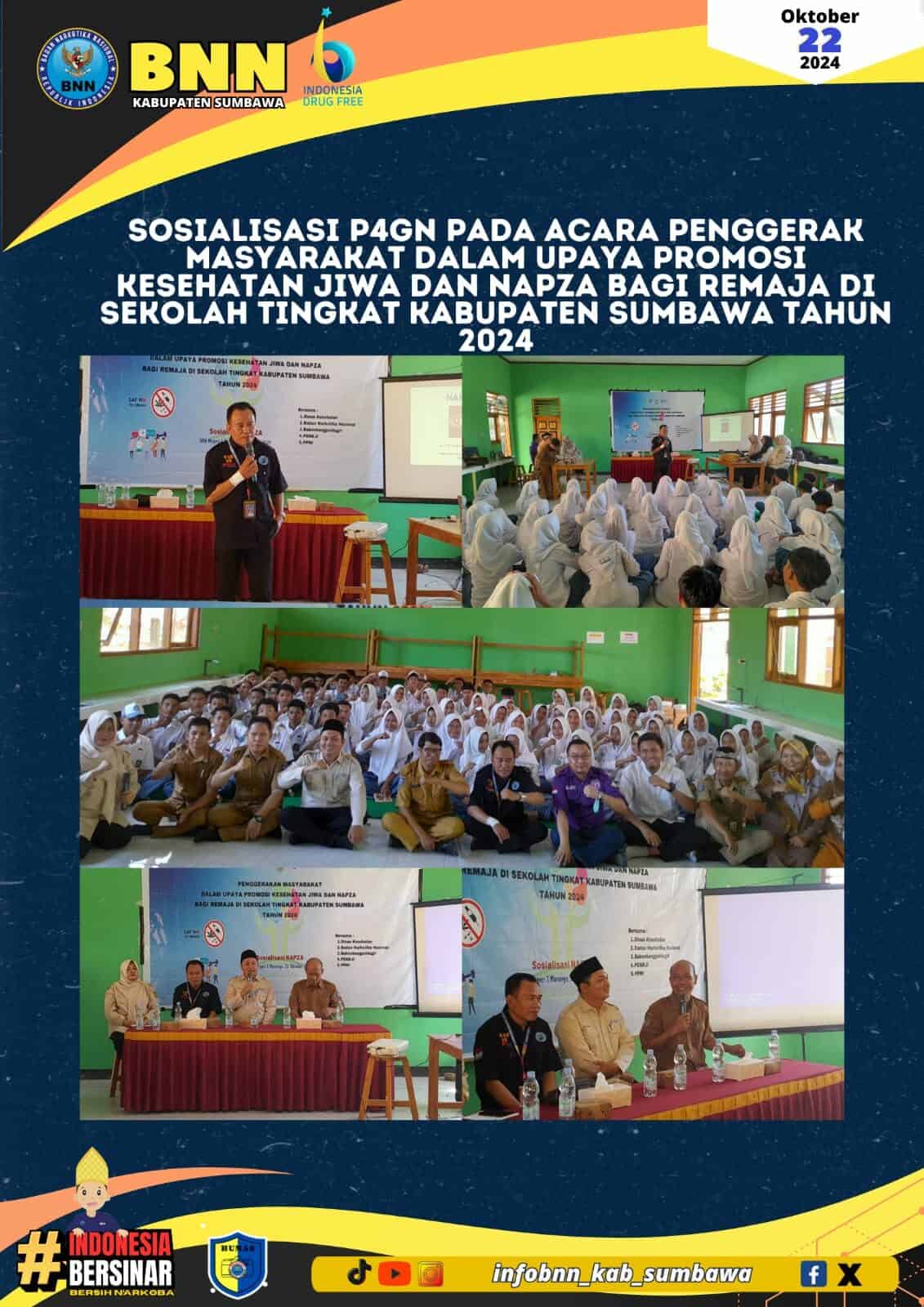 Sosialisasi P4GN pada acara Penggerak Masyarakat Dalam Upaya Promosi Kesehatan Jiwa dan Napza Bagi Remaja di Sekolah Tingkat Kabupaten Sumbawa Tahun 2024 Sosialisasi P4GN pada acara Penggerak Masyarakat Dalam Upaya Promosi Kesehatan Jiwa dan Napza Bagi Remaja di Sekolah Tingkat Kabupaten Sumbawa Tahun 2024